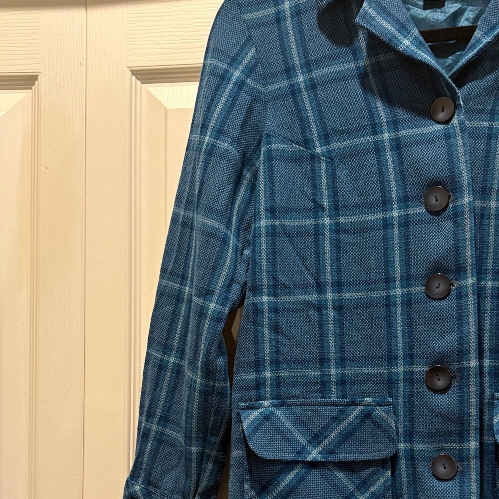 Pendleton Teal Plaid Wool Blazer Jacket - image 5